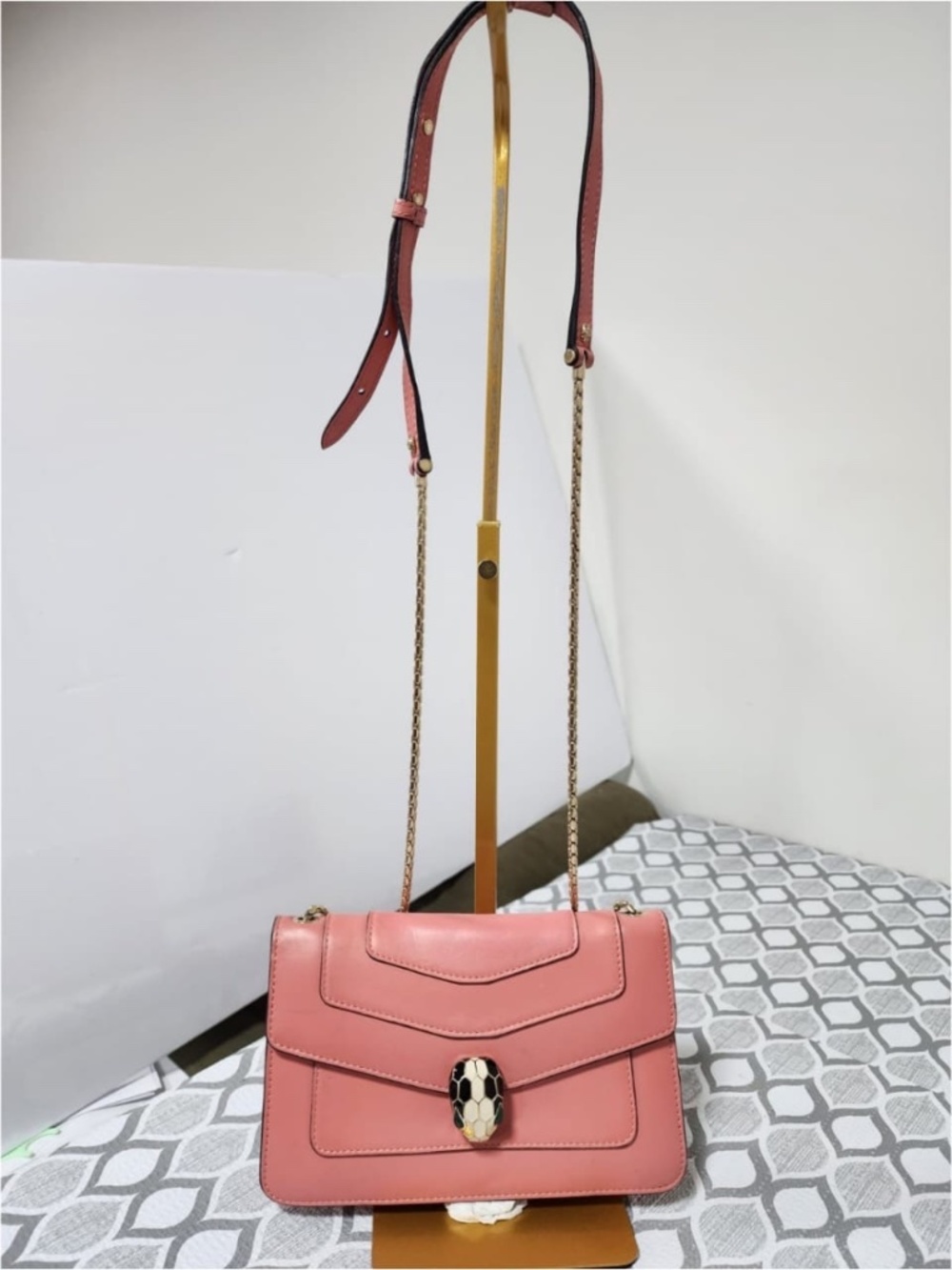 Authentic Bvlgari Serpenti Forever Calfskin Crossbody Bag Peach
